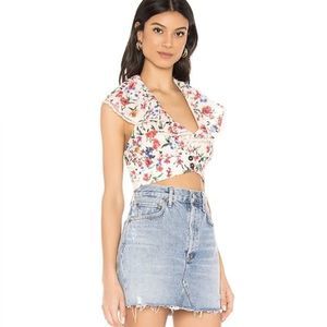 Lovers & Friends NWT Size Medium, Off-White Floral Crop Top, 100% Cotton